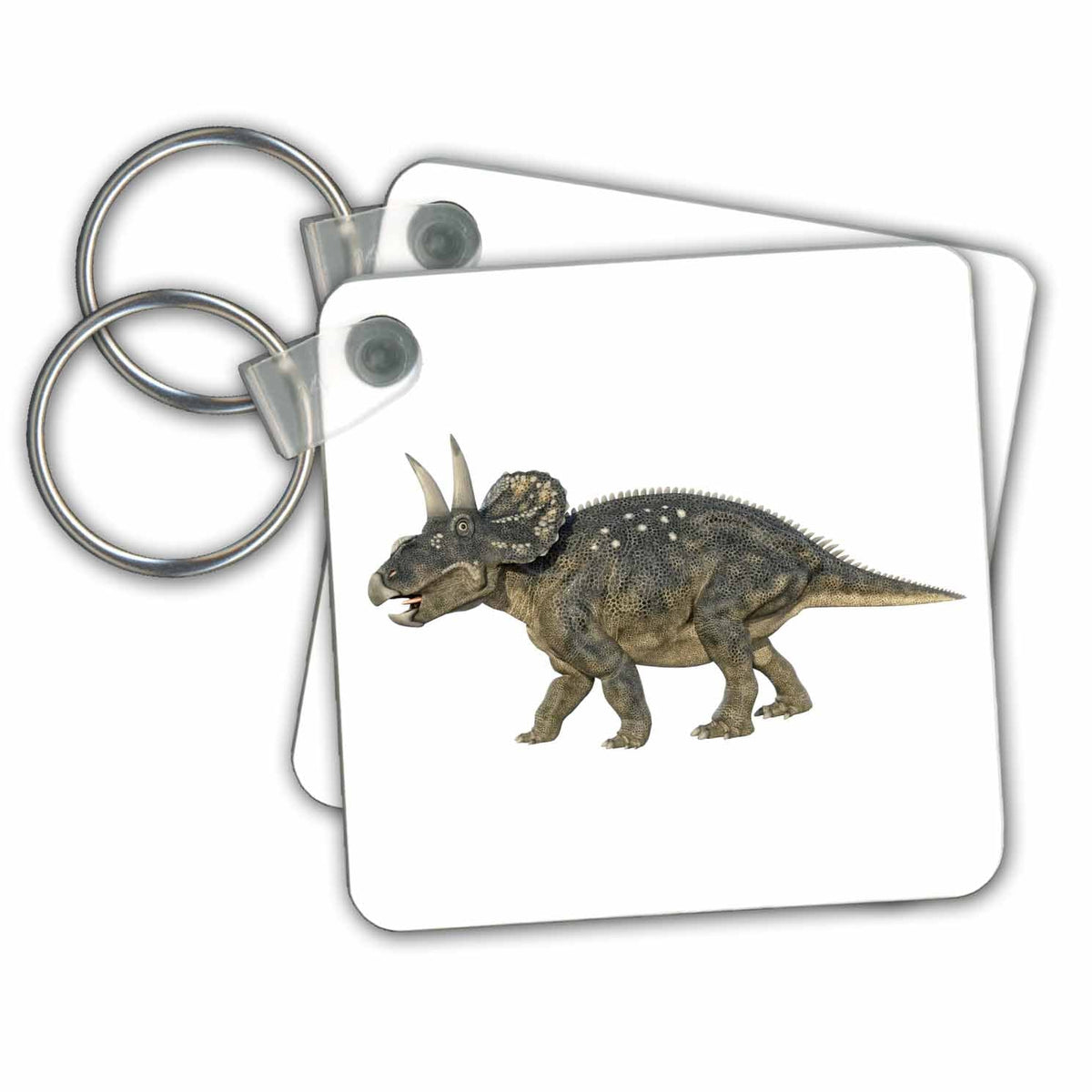 Key Chain - Diceratops Walking to the Right Graphics Dinosaur