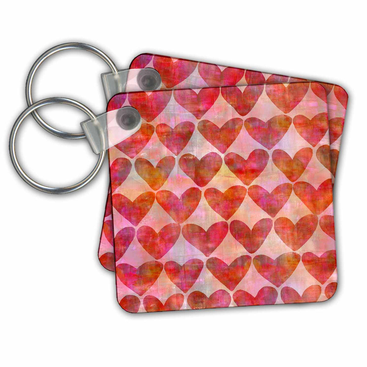 Key Chain - Painted Allover Heart Pattern Illustration Love