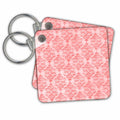 Key Chain - Watercolor Baroque Damask Pattern In Salmon And Red Allover Pattern