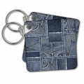 Key Chain - Blue Denim Patchwork Pattern Allover Pattern