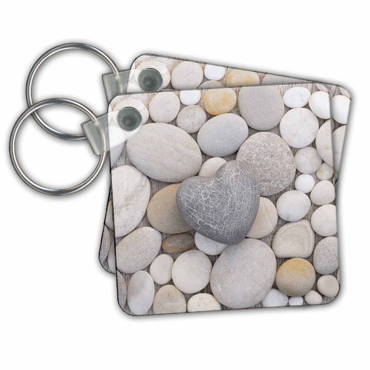 Key Chain - Stone Heart On Pebble Background Still Life Photography