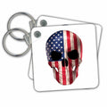 Key Chain - Patriotic Skull with American Flag Imprinted Illustrations
