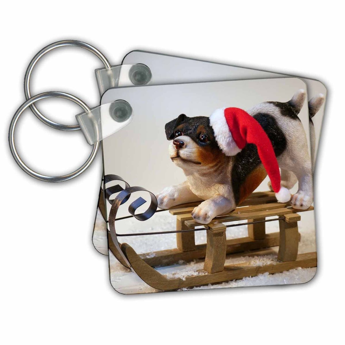 Key Chain - Christmas Dog On Sled Dogs