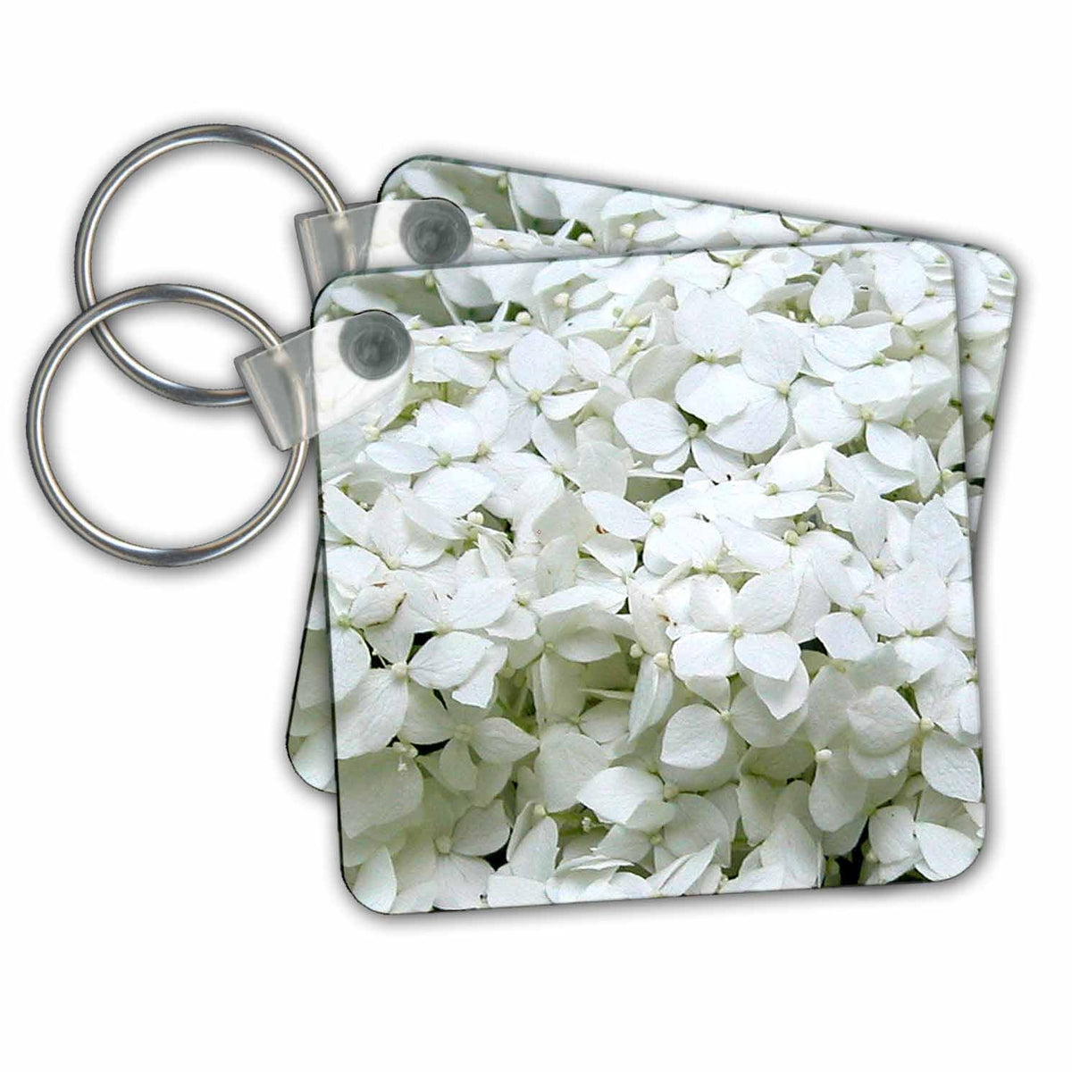 Key Chain - White Hydrangeas Close up Flora Photography
