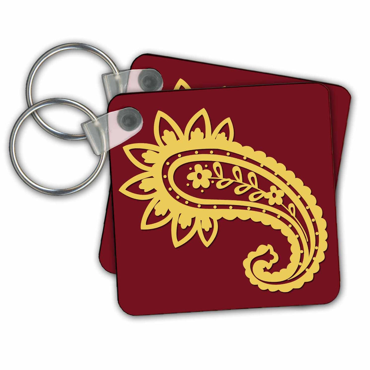 Key Chain - Abstract. Burgundy and gold. Patterns