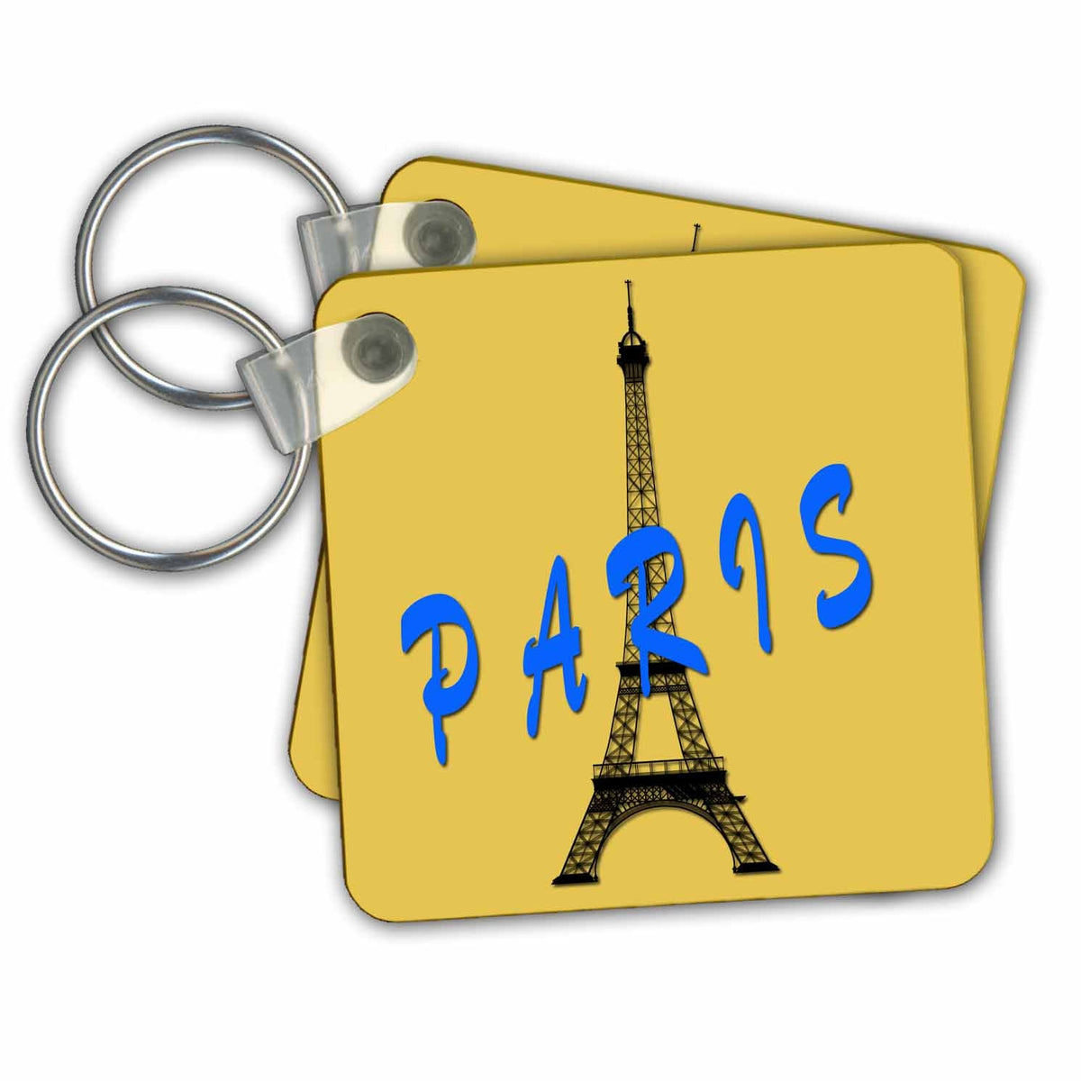 Key Chain - Eiffel tower. Paris. Gold background. Patterns
