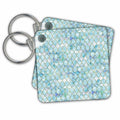 Key Chain - Luxury Trendy Beach Sea Moroccan Arabic Quatrefoil Tile Pattern Faux Glitter Pattern