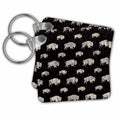 Key Chain - Black and White-Cool Winter Animal Buffalo and Snow Pattern Pattern
