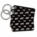 Key Chain - Black and White-Cool Winter Animal Bears and Snow Pattern Pattern