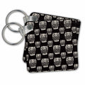 Key Chain - Black and White-Cool Winter Animal Wise Owl and Snow Pattern Pattern