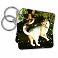 Key Chain - White Kitty And Fairy In Forest Cats