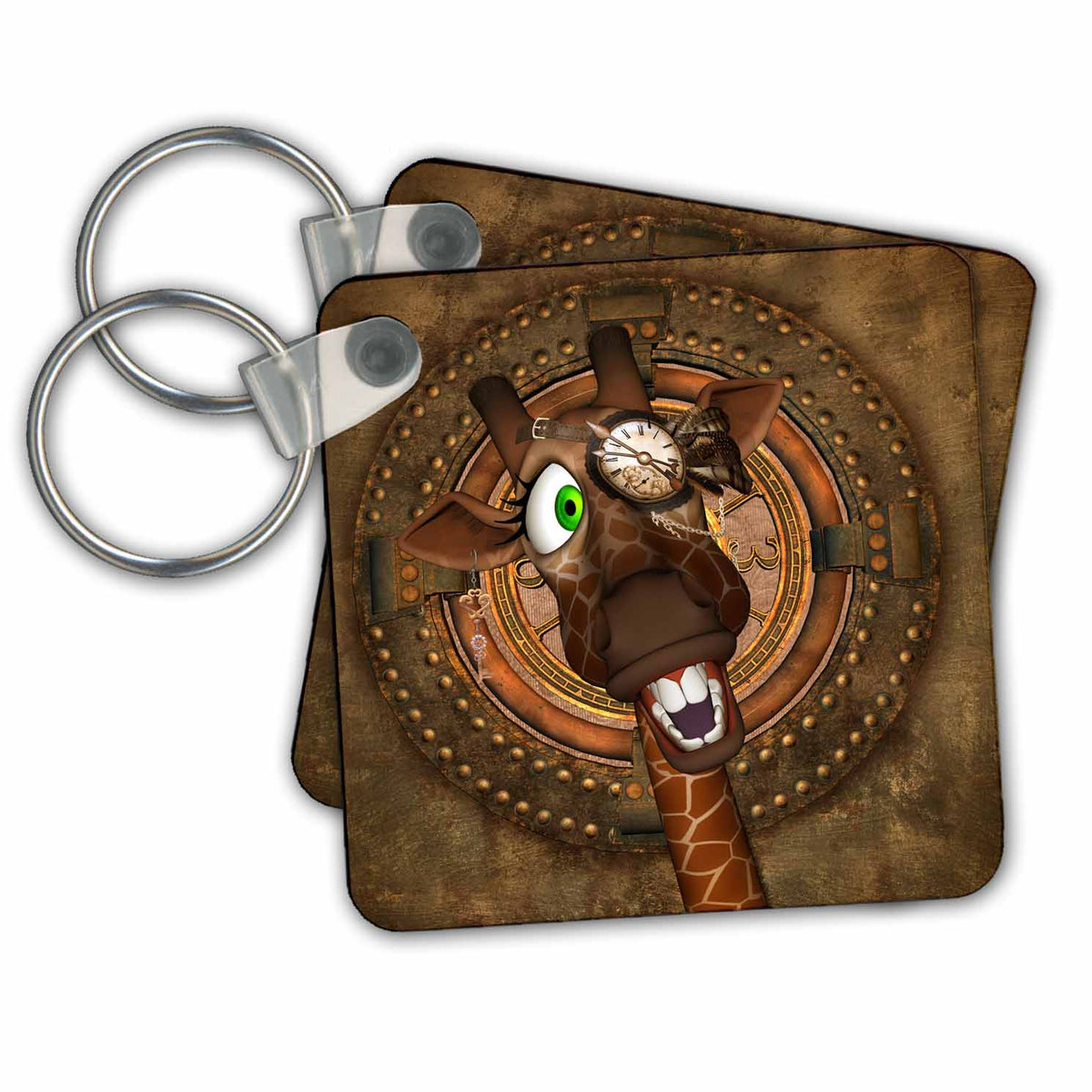 Key Chain - Steampunk, funny steampunk giraffe with clock Köhnen Design Steampunk