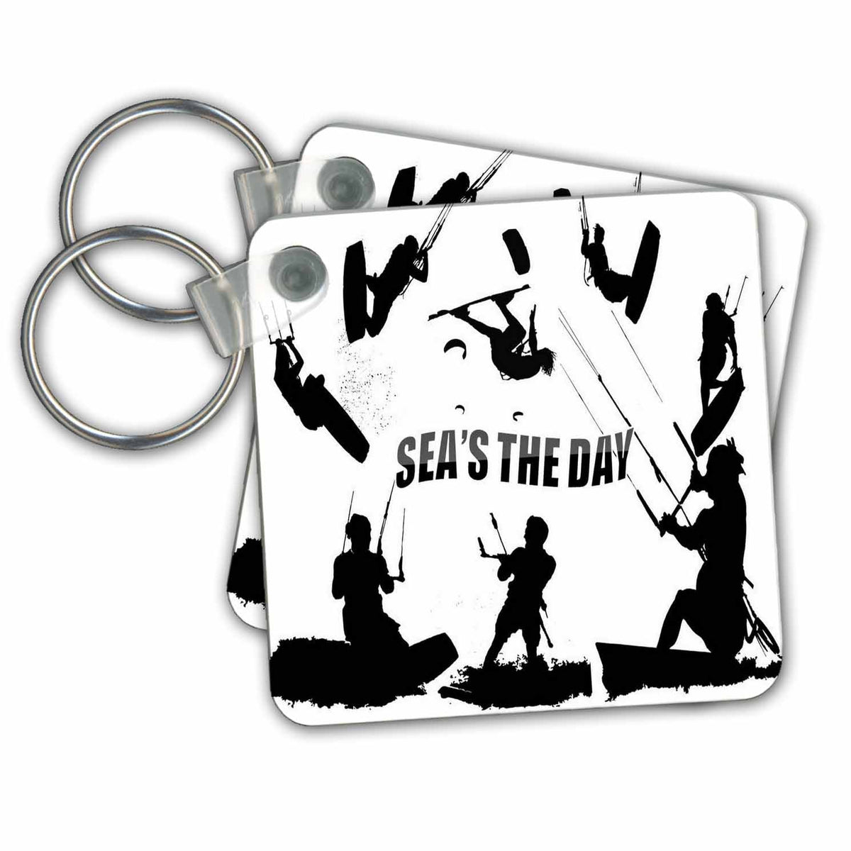 Key Chain - Seas The Day Kitesurfing Vector Vector - Kitesurfing Wakeboarding