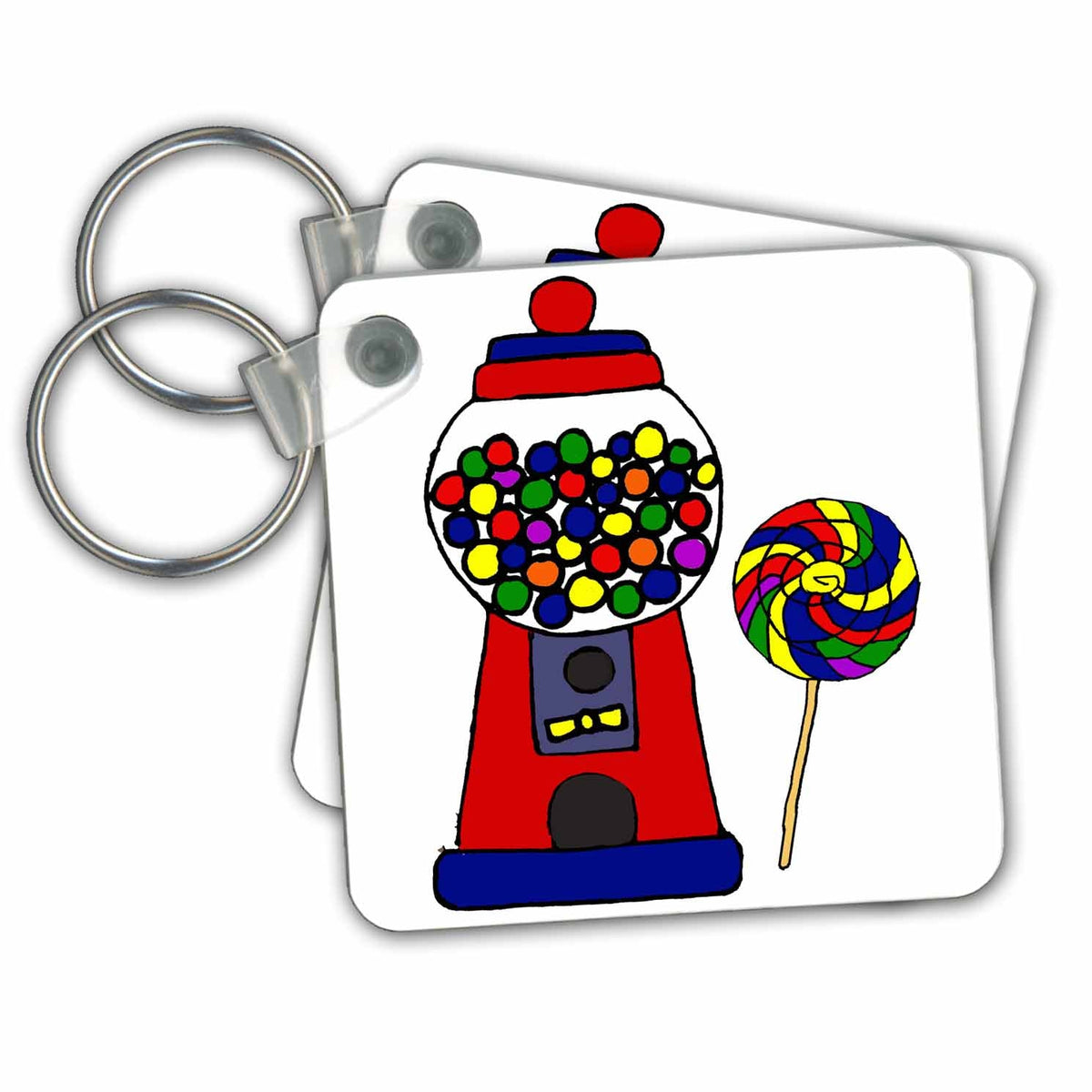 Key Chain - Funny Cool Colorful Bubblegum Machine Cartoon Funny