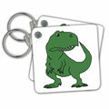 Key Chain - Cool Funny Green T-rex Dinosaur Cartoon Original Dinosaur