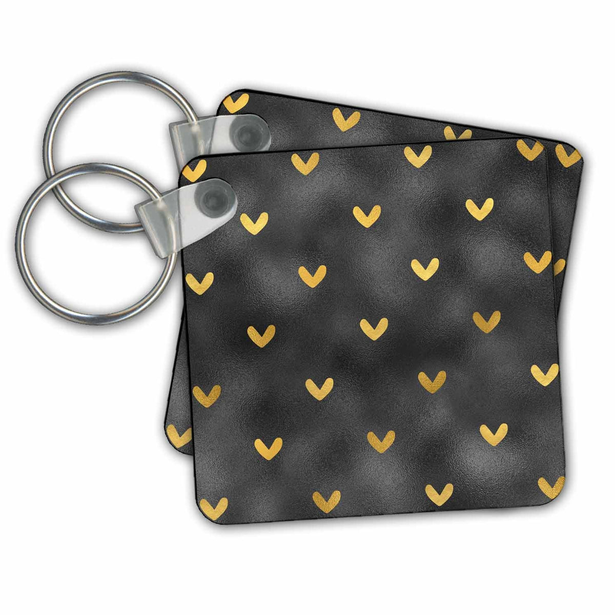Key Chain - Picturing Gold Black Hearts PS Chic