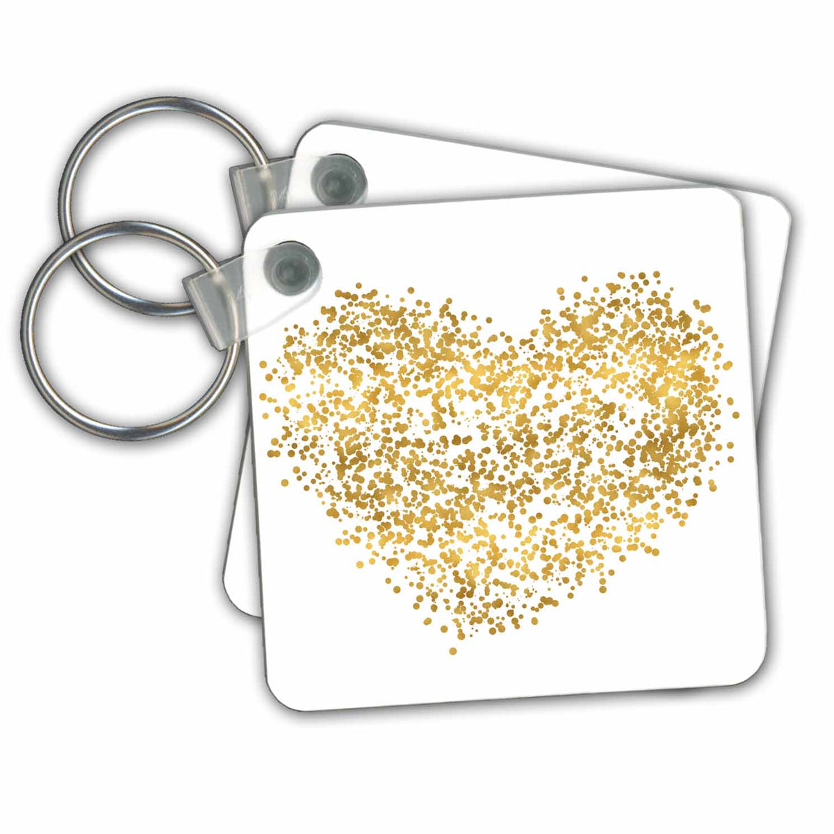 Key Chain - Picturing Gold Confetti Dotted Heart PS Chic