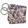 Key Chain - Image of Blue and Ivory Large Leaves Pattern Abstract Patterns