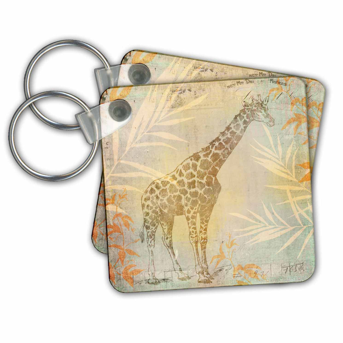Key Chain - African Giraffe Illustration Animals Illustration
