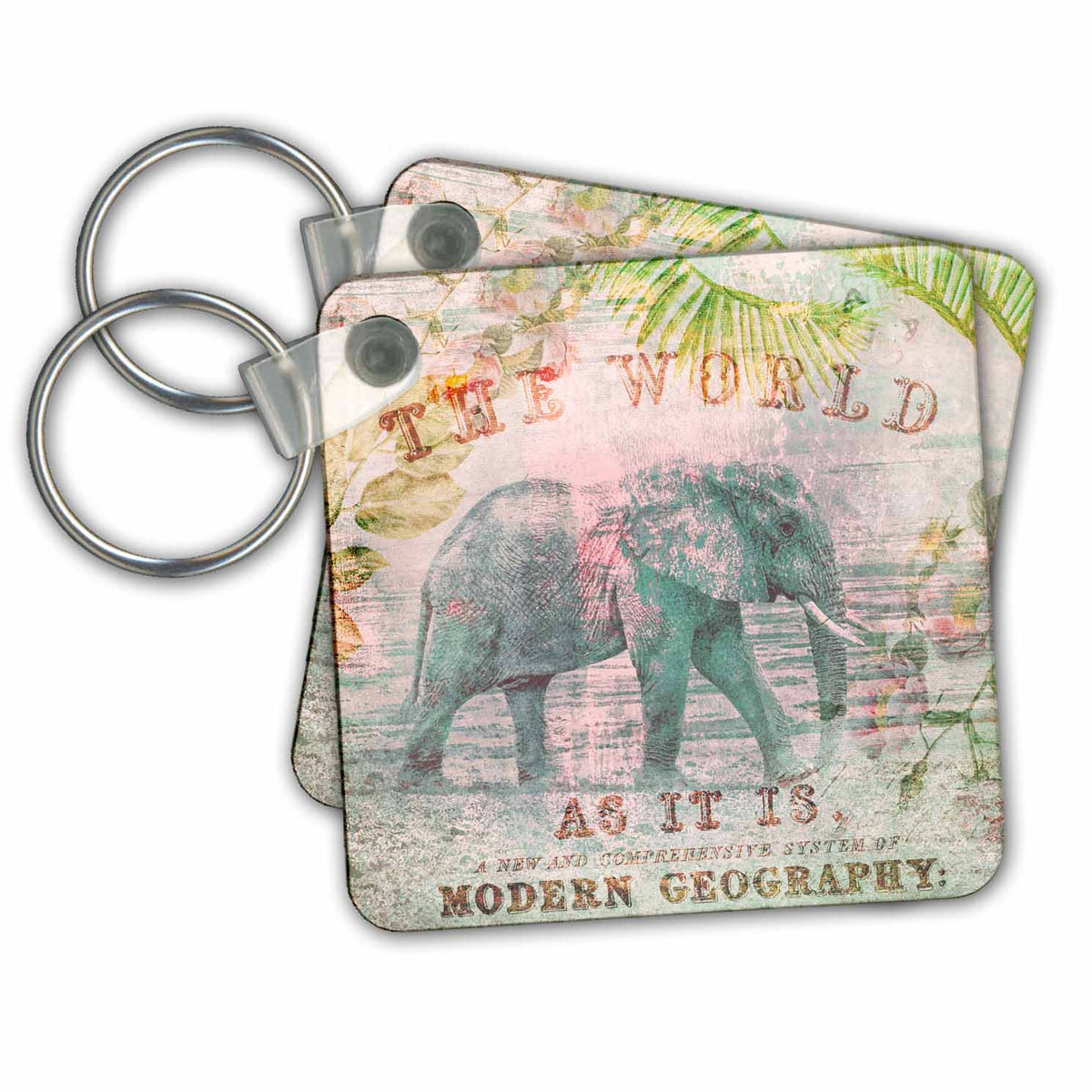 Key Chain - Elephant Illustration With Typography Animals Illustration