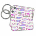 Key Chain - Colorful Fish Allover Pattern Animals Illustration