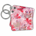 Key Chain - Abstract Flower Pattern In Soft Pastel Reds Art Illustration
