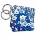 Key Chain - Blue And White Flower Pattern Art Illustration