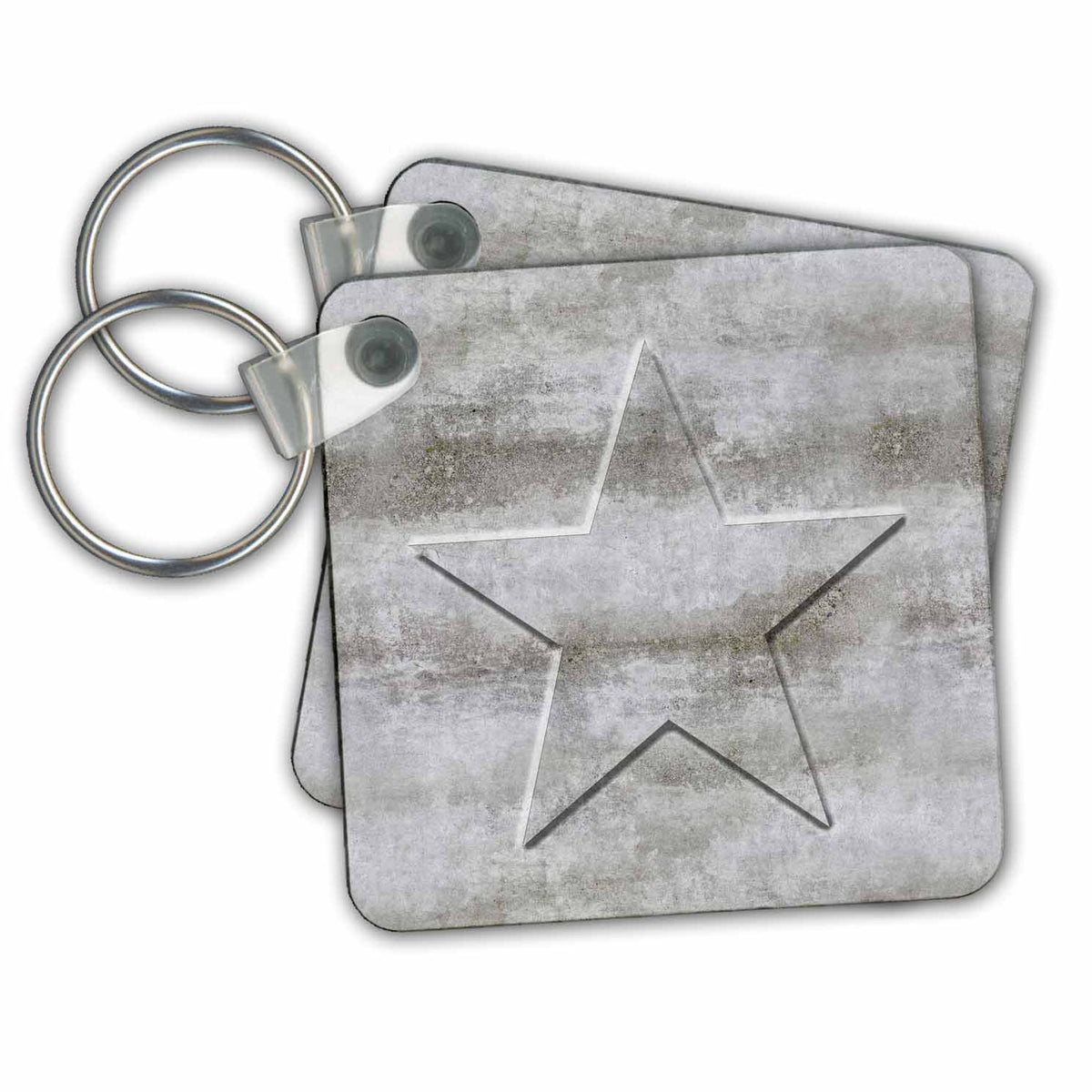 Key Chain - Embossed Star In Solid Concrete Art Illustration