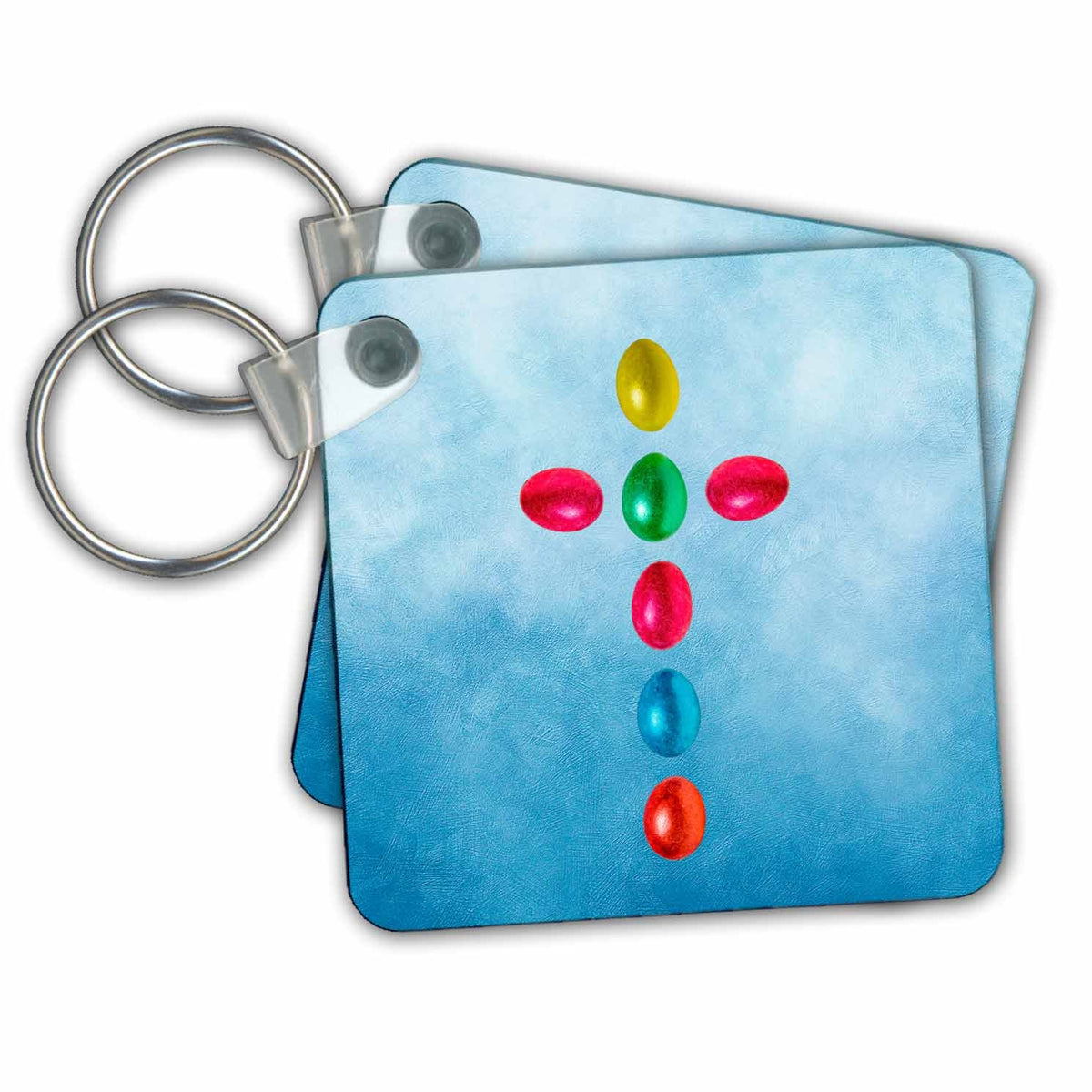 Key Chain - Easter holidays, cross maid of painted eggs, blue background Alexis Design - Holidays Easter