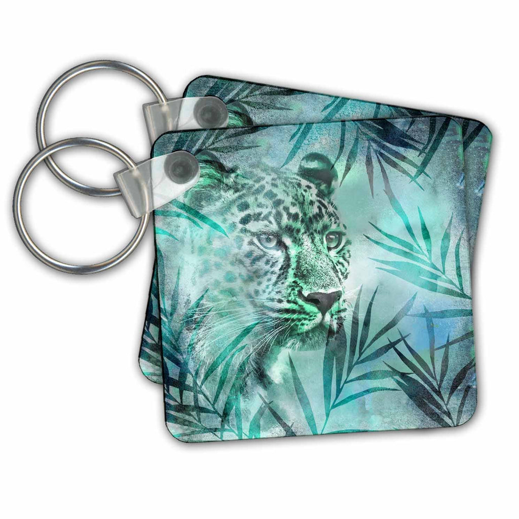 3dRose Key Chains Leopard And Palm Leaves (kc-274699-1)