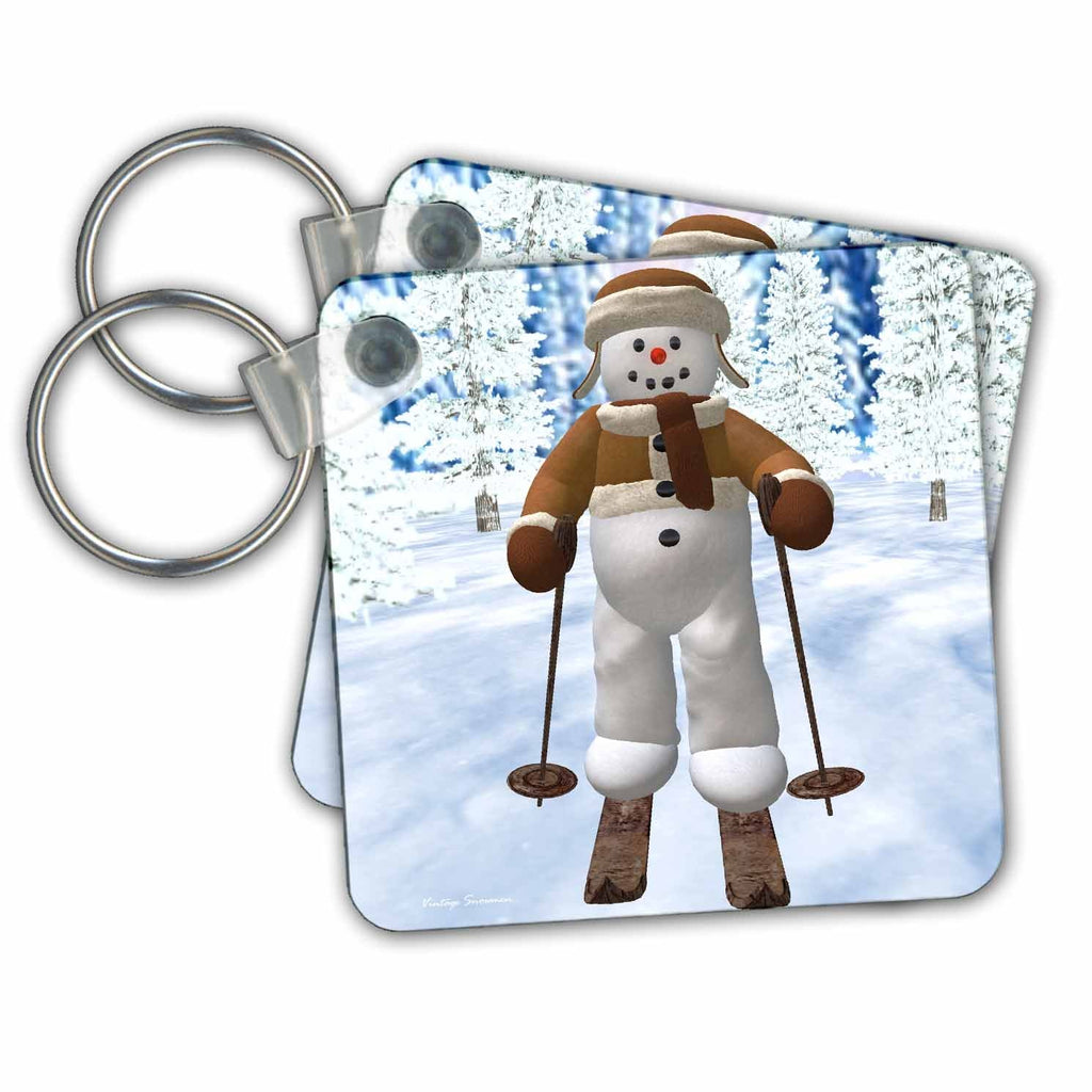 3dRose Key Chains Skiing Snowman (kc-30538-1)