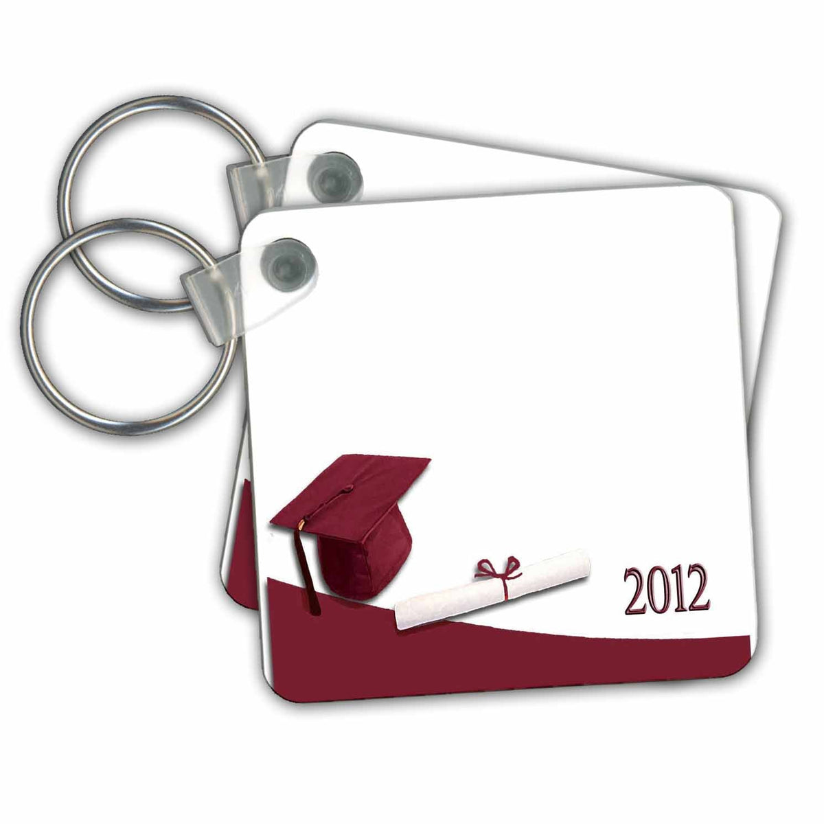 3dRose Key Chains Graduation Cap and Diploma 2012 Red (kc-30941-1)