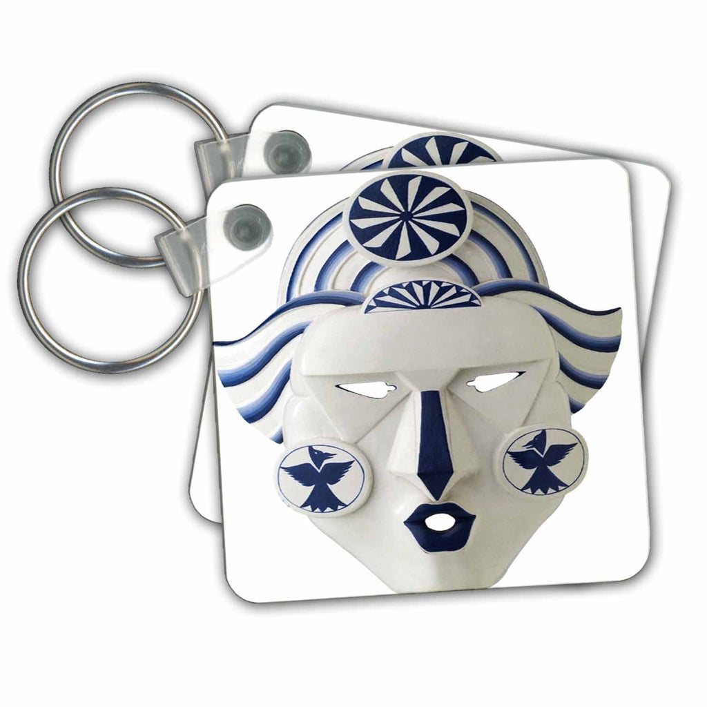 3dRose Key Chains Blue Bali Mask (kc-33253-1)