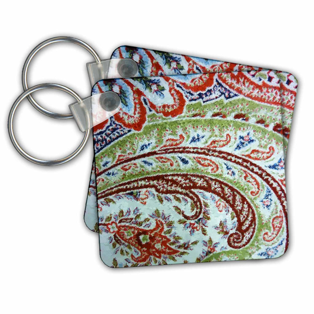 3dRose Key Chains Red Green Blue Paisley (kc-33377-1)