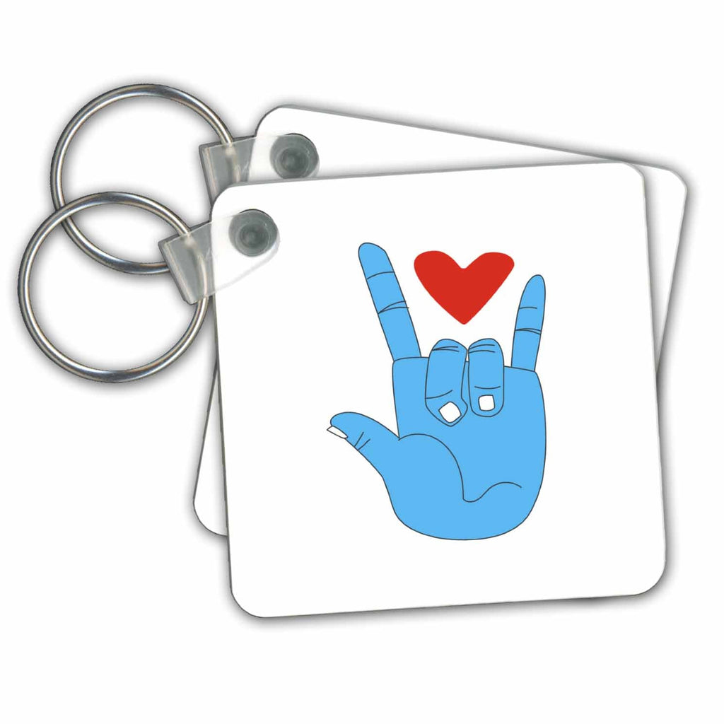 3dRose Key Chains Love Hand Gesture, White Background (kc-334758-1)