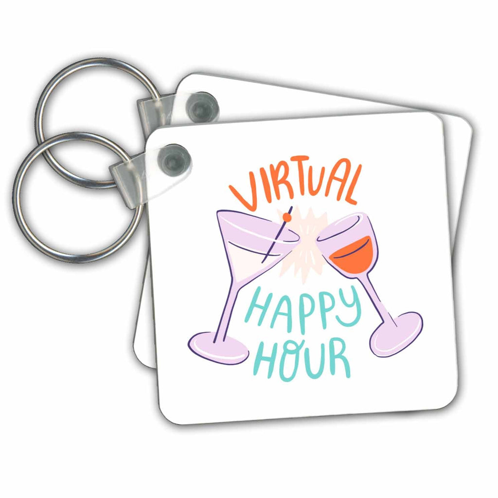 3dRose Key Chains Virtual Happy Hour, White Background (kc-334760-1)