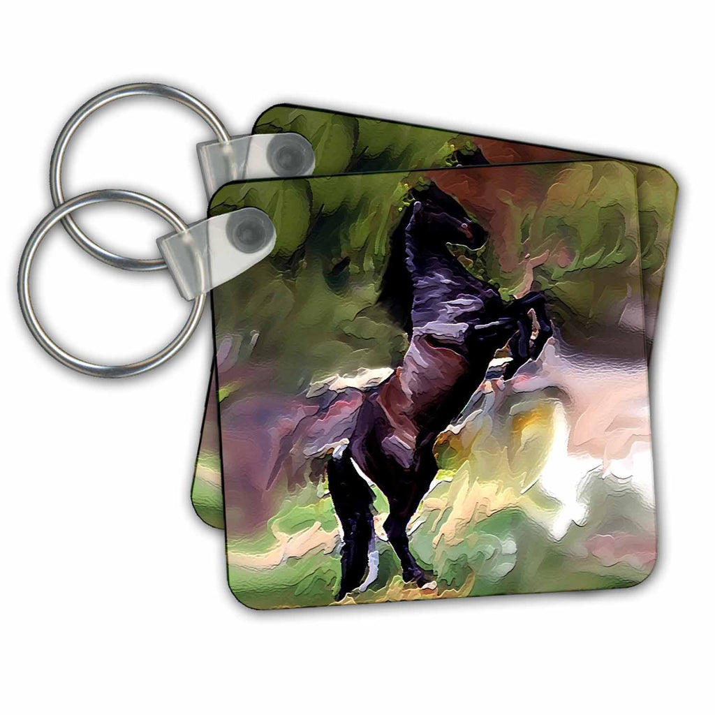 3dRose Key Chains Black Horse (kc-3348-1)