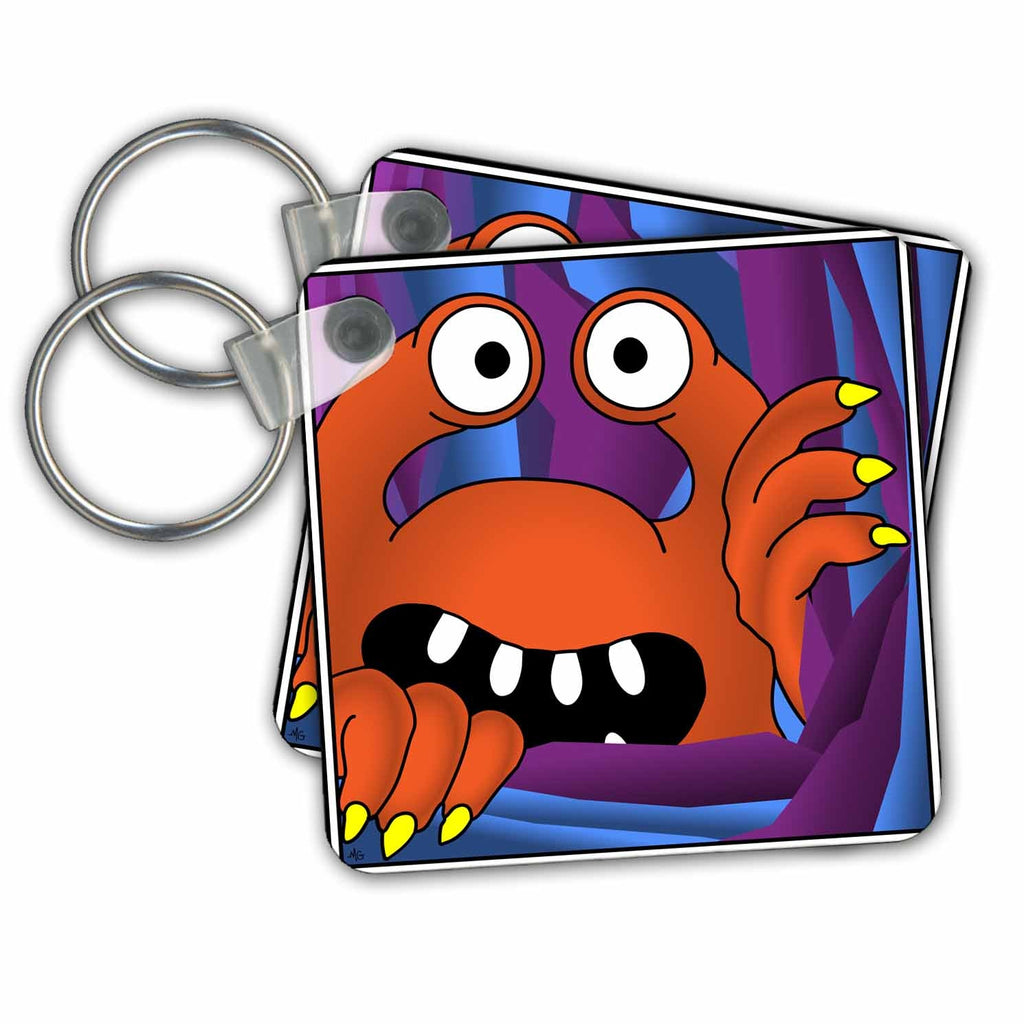 3dRose Key Chains MONSTERS monster face 8 framed (kc-33662-1)