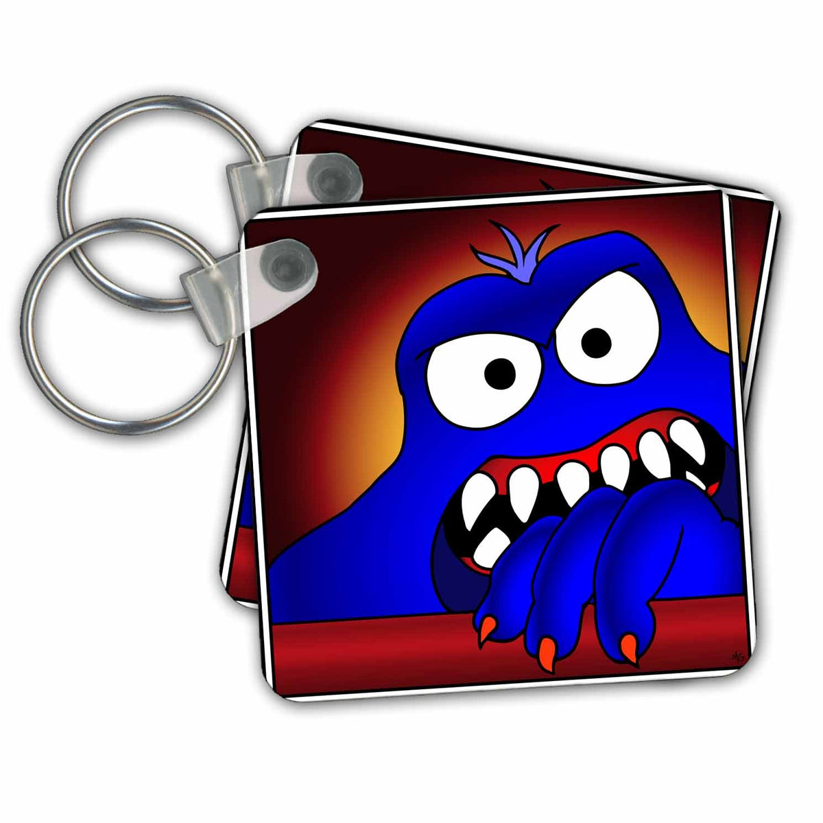 3dRose Key Chains MONSTERS monster face 18 framed (kc-33672-1)