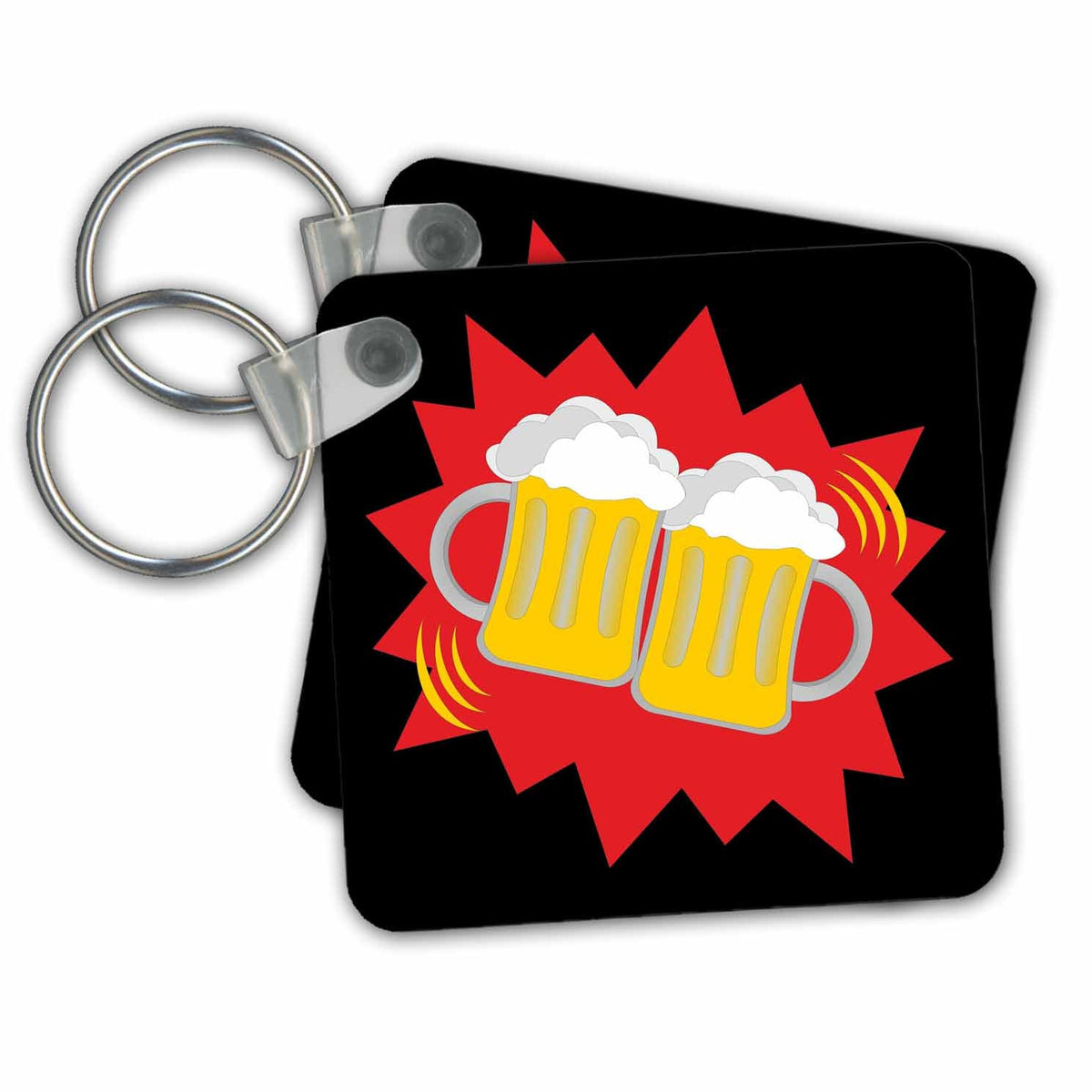 3dRose Key Chains Cheers. Beer. Black background. (kc-337655-1)