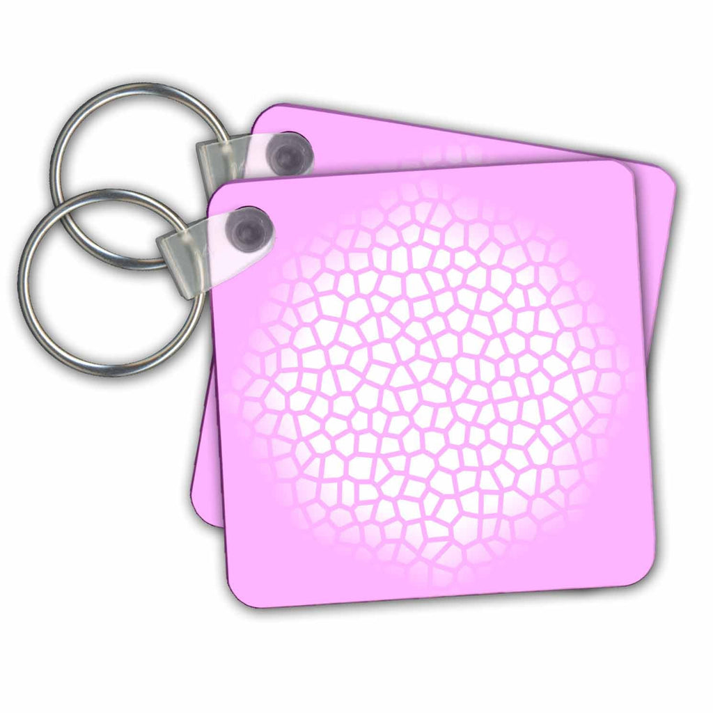 3dRose Key Chains Sphere. Pink and white. (kc-337660-1)