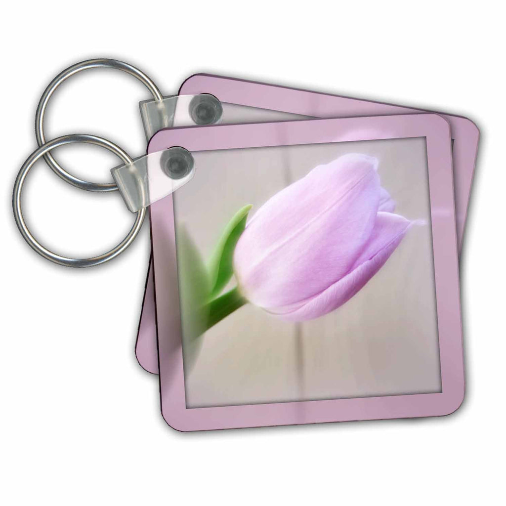 3dRose Key Chains Pink Framed Tulip- Flowers- Photography-Easter (kc-33786-1)
