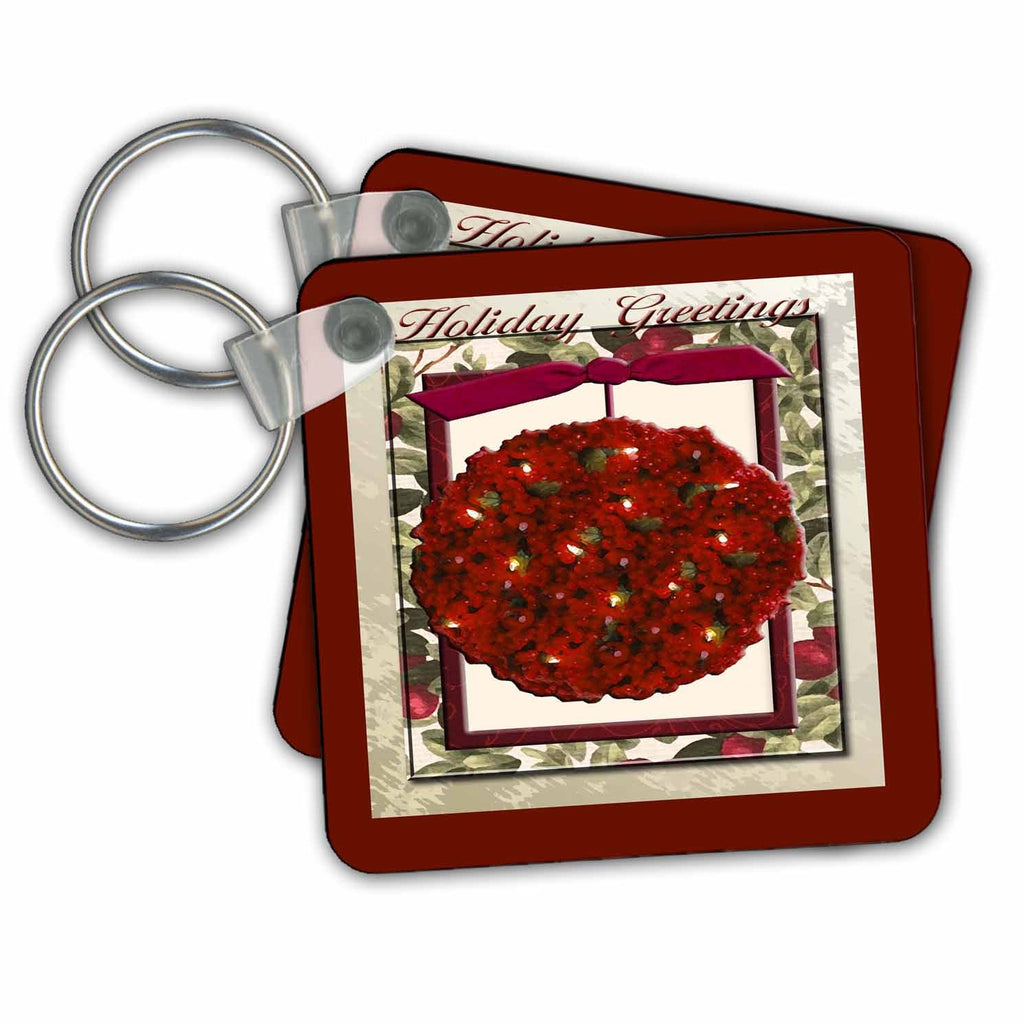 3dRose Key Chains Cranberry Christmas Tree Ornament (kc-34244-1)