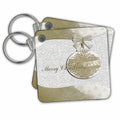 3dRose Key Chains Gold Holly Leaf Design Merry Chrstmas (kc-34341-1)