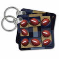 3dRose Key Chains Football, Blue and Tan Design (kc-34402-1)