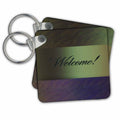 3dRose Key Chains Welcome, Green and Purple Design (kc-34407-1)