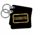 3dRose Key Chains Decorative Text Vaccinated Inside a Frame. Yellow on Black Design (kc-347451-1)