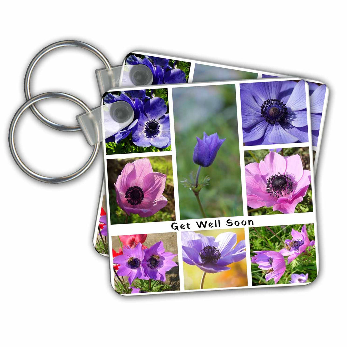 3dRose Key Chains Get Well Soon Anemone Photograph Collage (kc-347458-1)