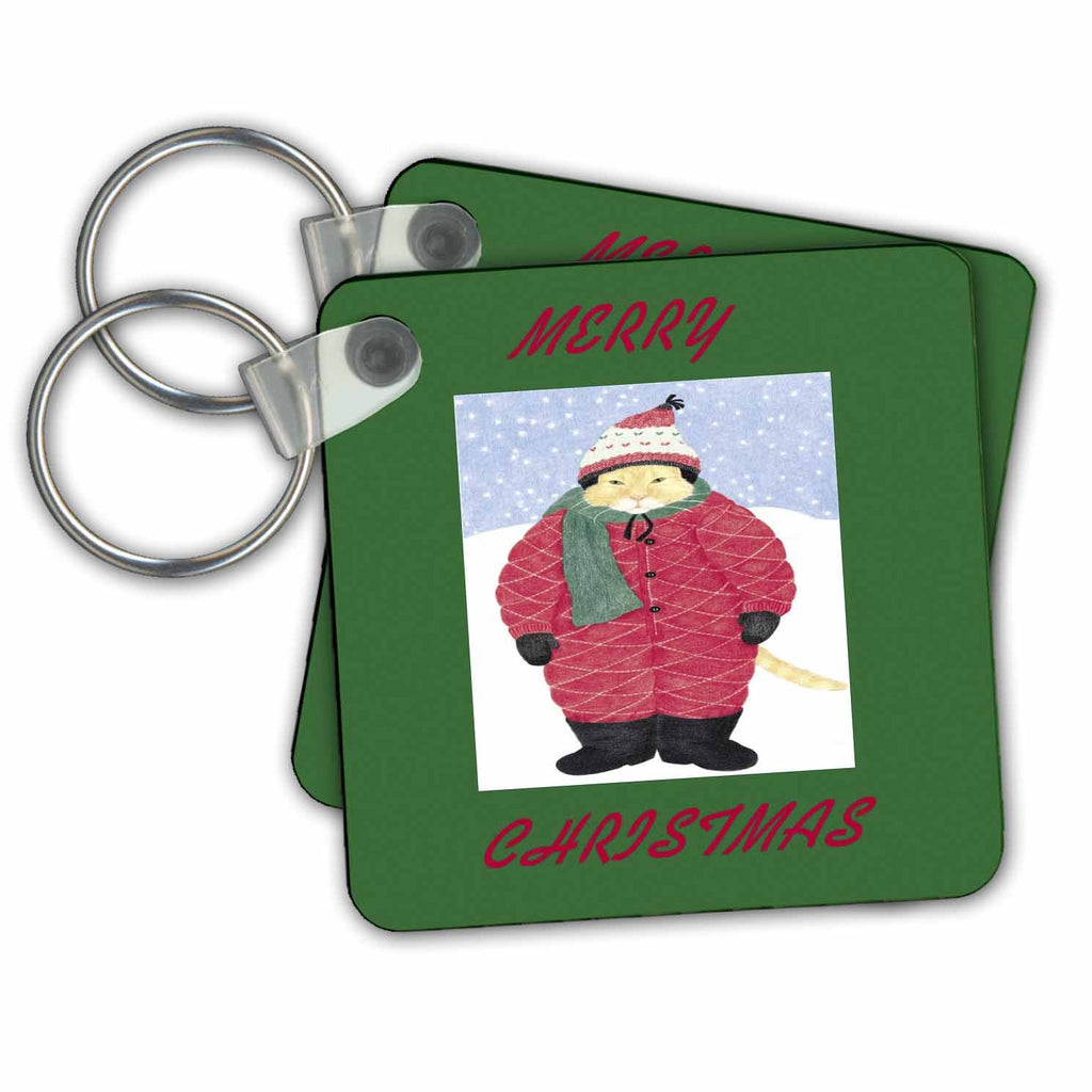 3dRose Key Chains Xmas Cat (kc-34746-1)