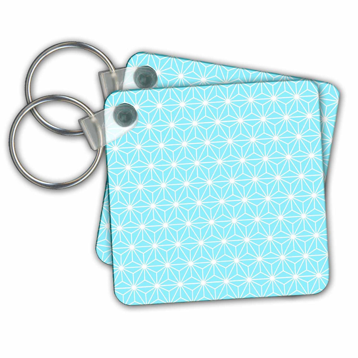 3dRose Key Chains Ice Blue Art Deco Style Triangles Pattern (kc-347470-1)